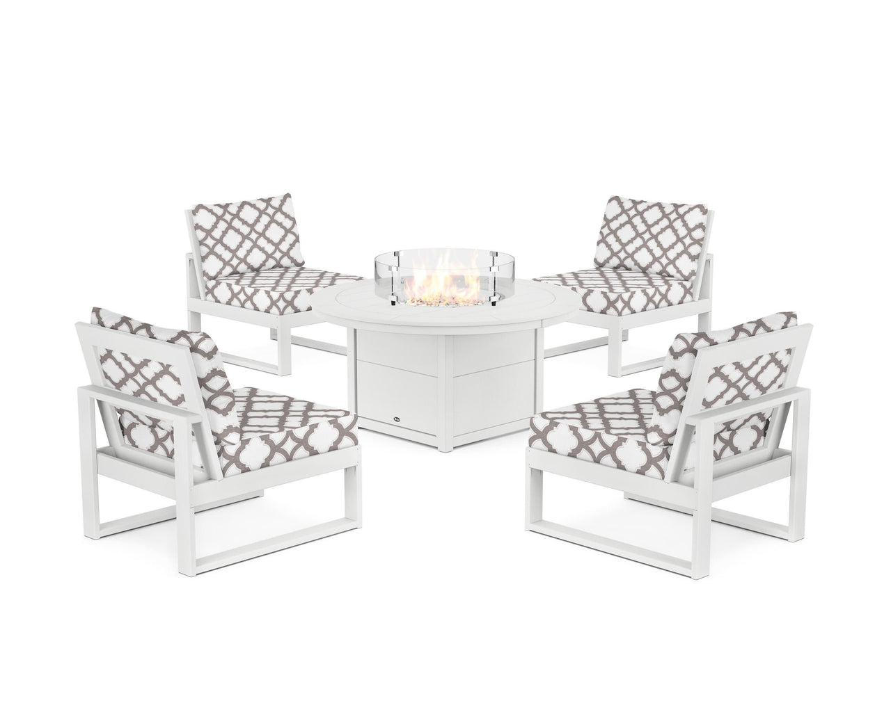 Trex Eastport Modular 5-Piece Deep Seating Set with Round Fire Pit Table