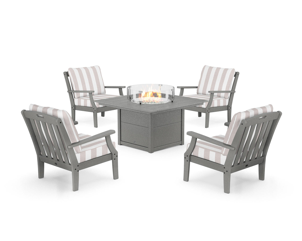Trex Yacht Club 5-Piece Deep Seating Set with Square Fire Pit Table