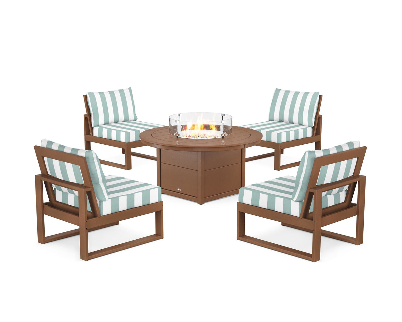 Trex Eastport Modular 5-Piece Deep Seating Set with Round Fire Pit Table