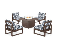 Thumbnail for Trex Eastport Modular 5-Piece Deep Seating Set with Square Fire Pit Table