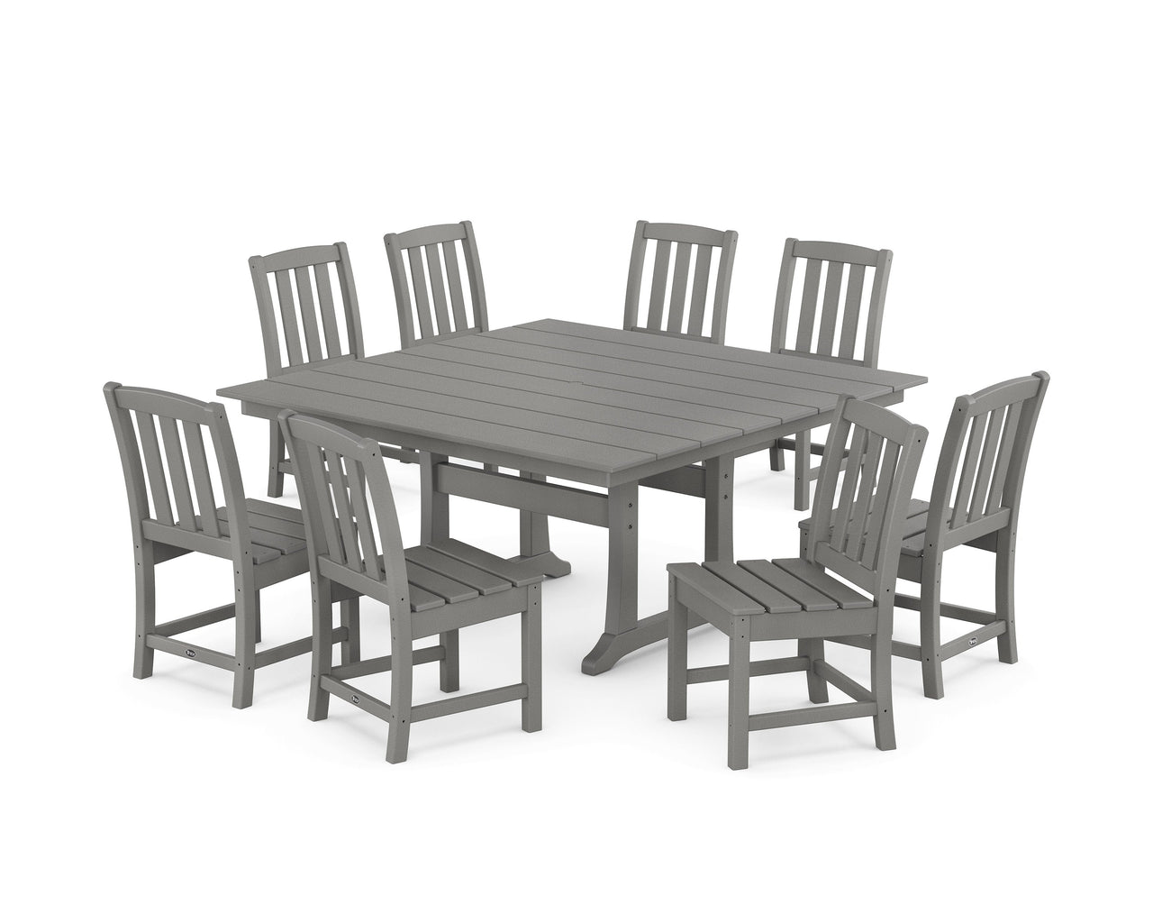 Trex Cape Cod Side Chair 9-Piece Square Farmhouse Dining Set with Trestle Legs