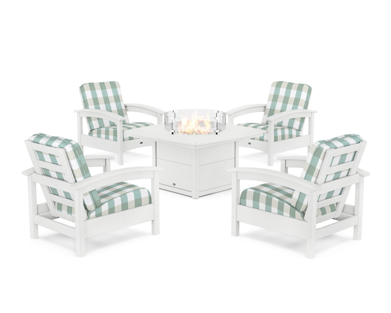 Trex Rockport 5-Piece Deep Seating Set with Yacht Club Fire Pit Table