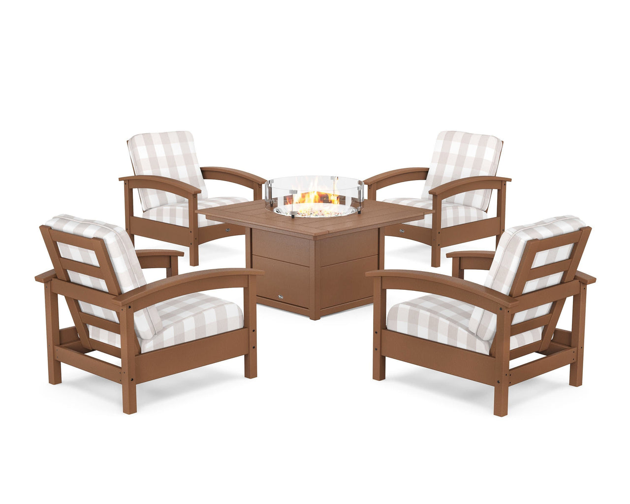 Trex Rockport 5-Piece Deep Seating Set with Square Fire Pit Table