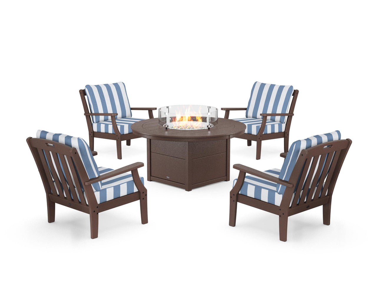 Trex Yacht Club 5-Piece Deep Seating Set with Round Fire Pit Table