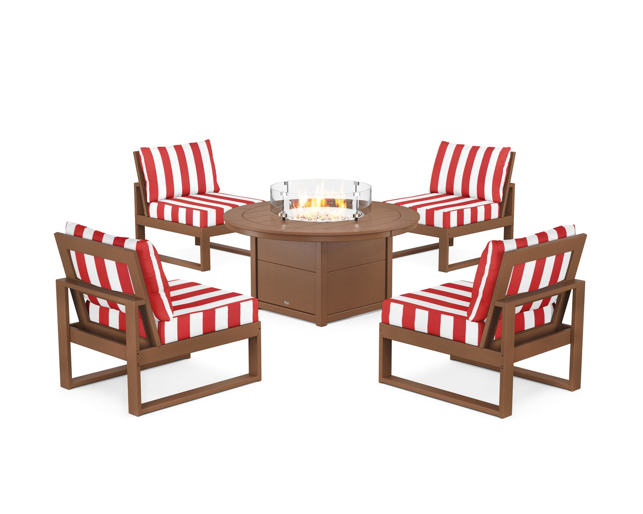 Trex Eastport Modular 5-Piece Deep Seating Set with Round Fire Pit Table