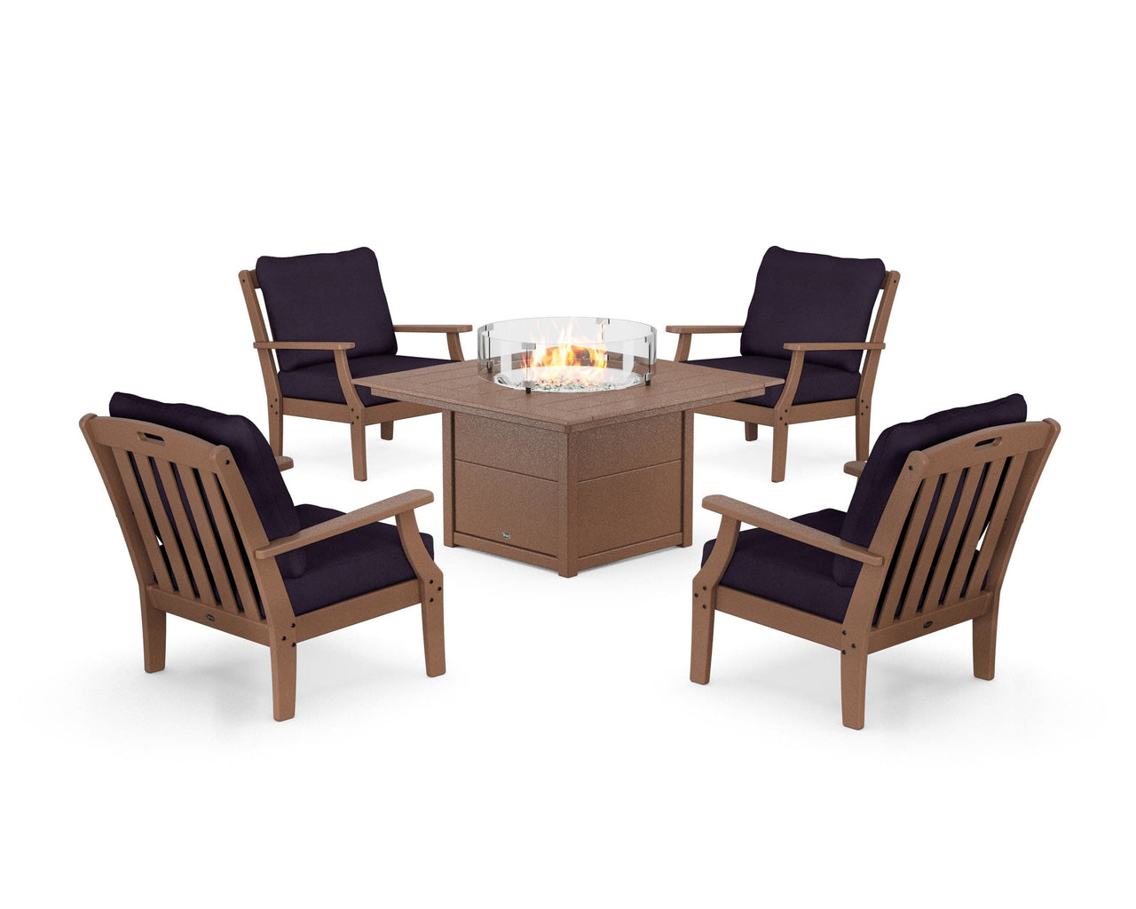 Trex Yacht Club 5-Piece Deep Seating Set with Square Fire Pit Table