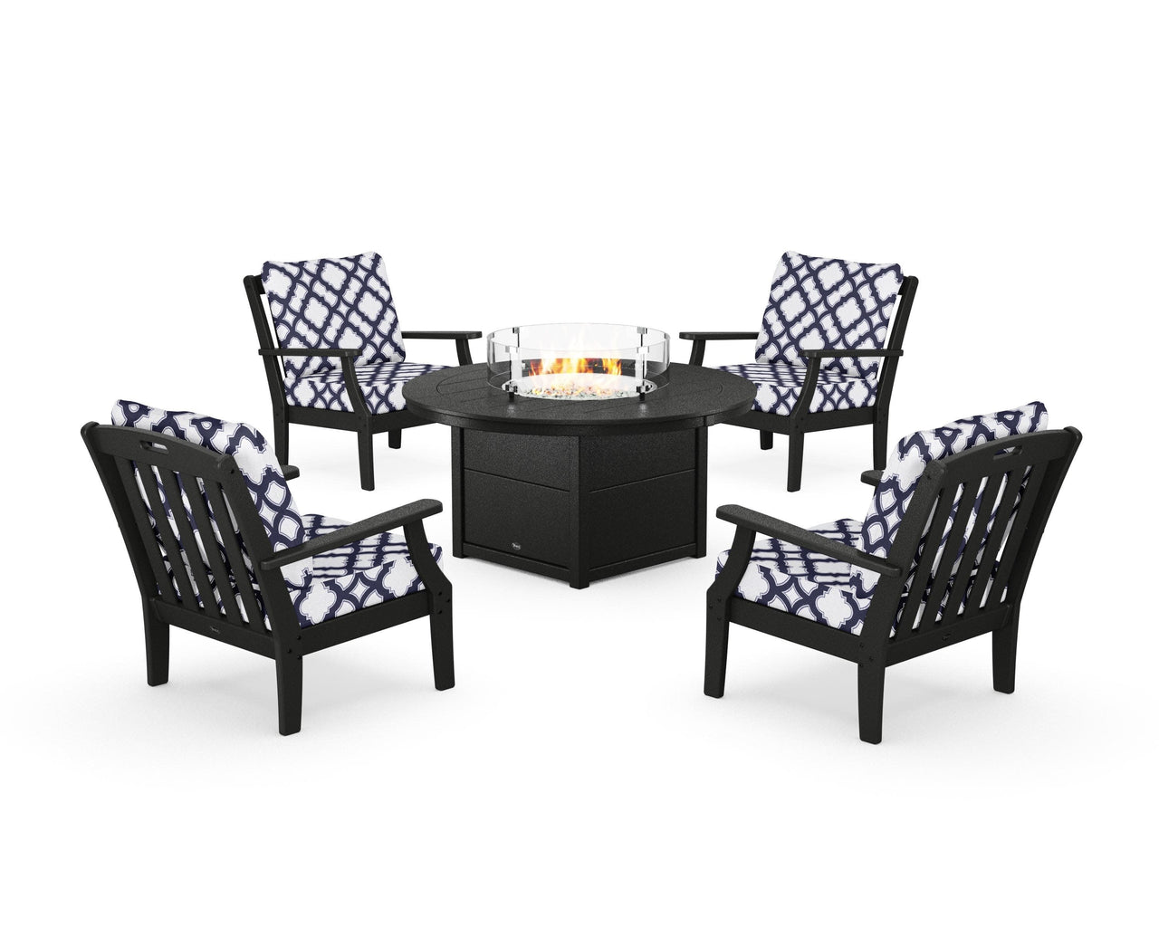 Trex Yacht Club 5-Piece Deep Seating Set with Round Fire Pit Table