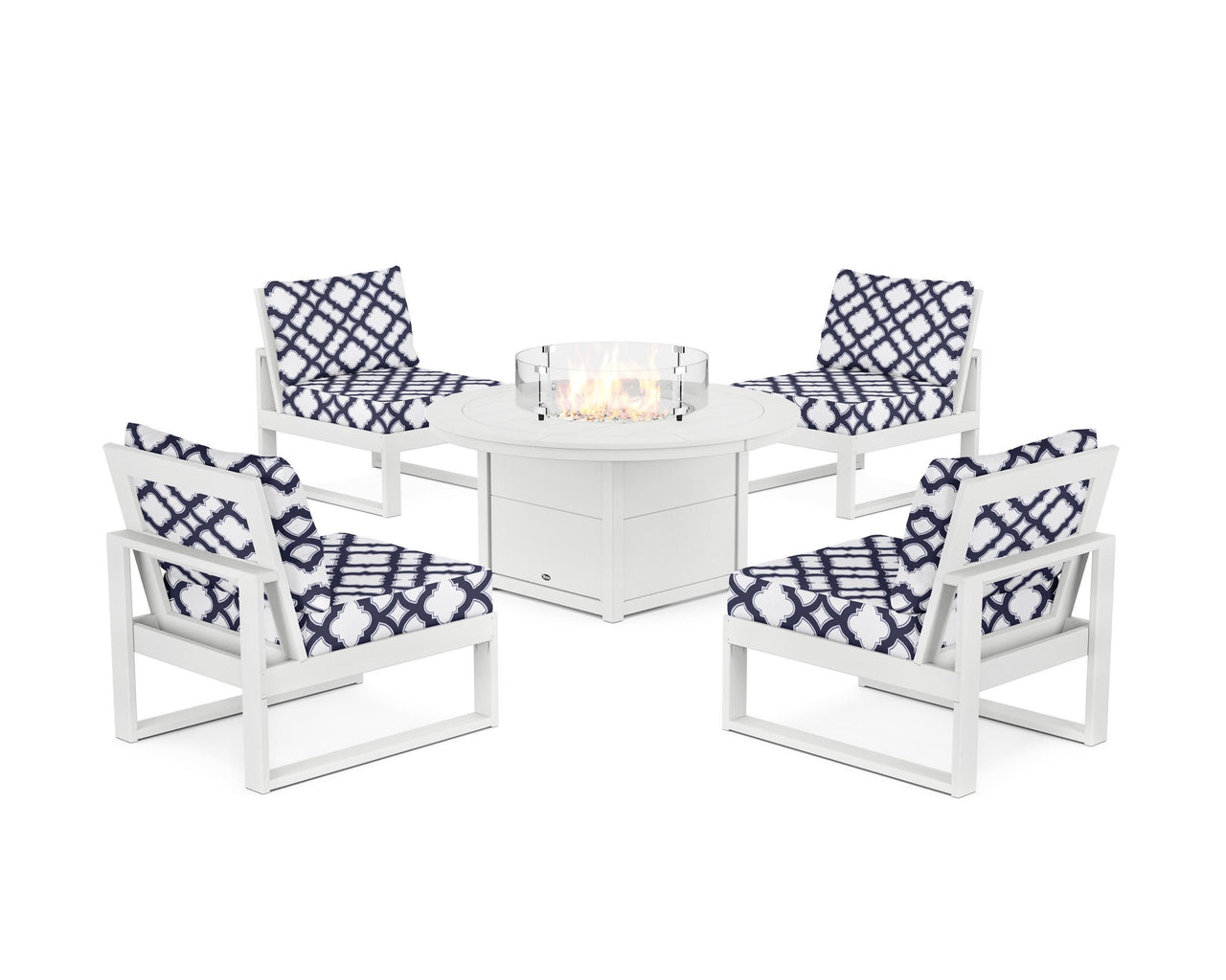Trex Eastport Modular 5-Piece Deep Seating Set with Round Fire Pit Table