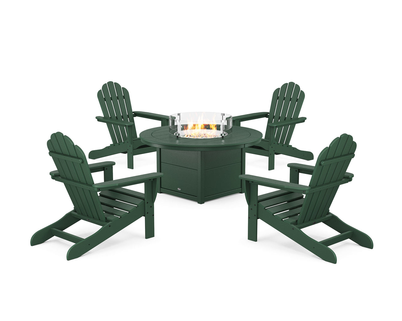 Trex 5-Piece Monterey Bay Adirondack Conversation Set with Fire Pit Table