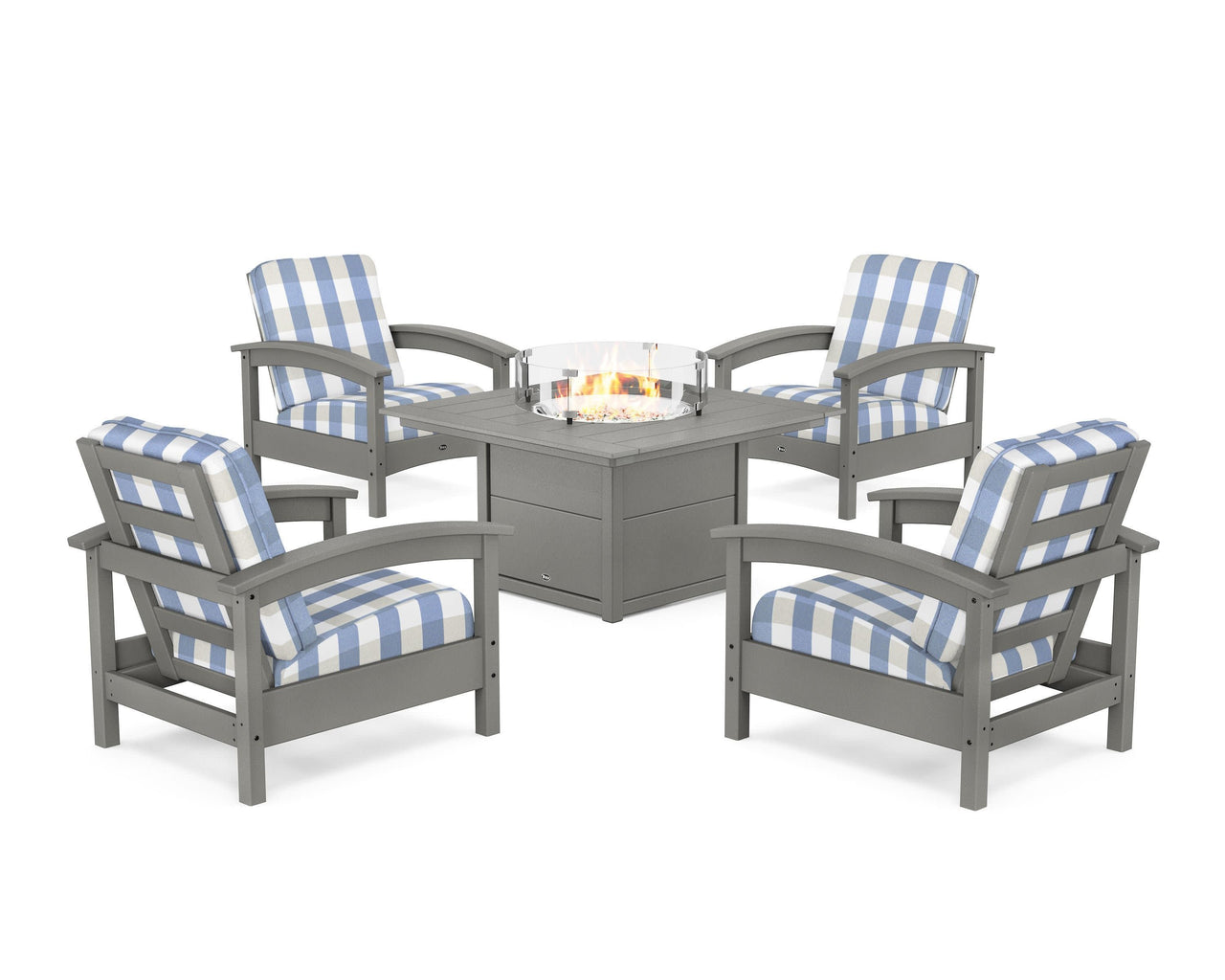Trex Rockport 5-Piece Deep Seating Set with Square Fire Pit Table