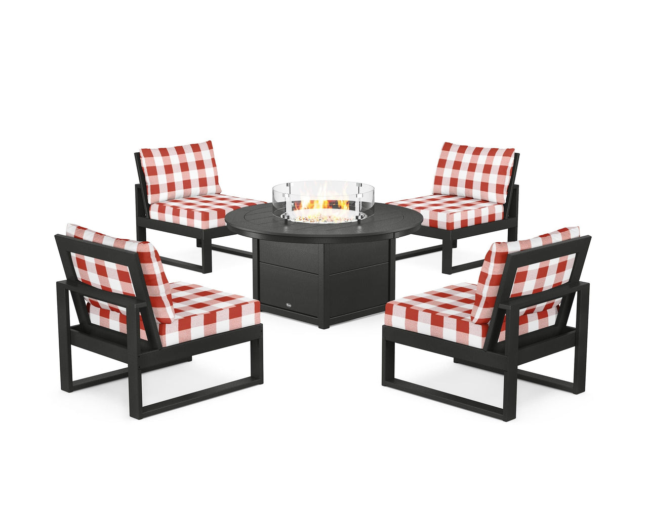 Trex Eastport Modular 5-Piece Deep Seating Set with Round Fire Pit Table