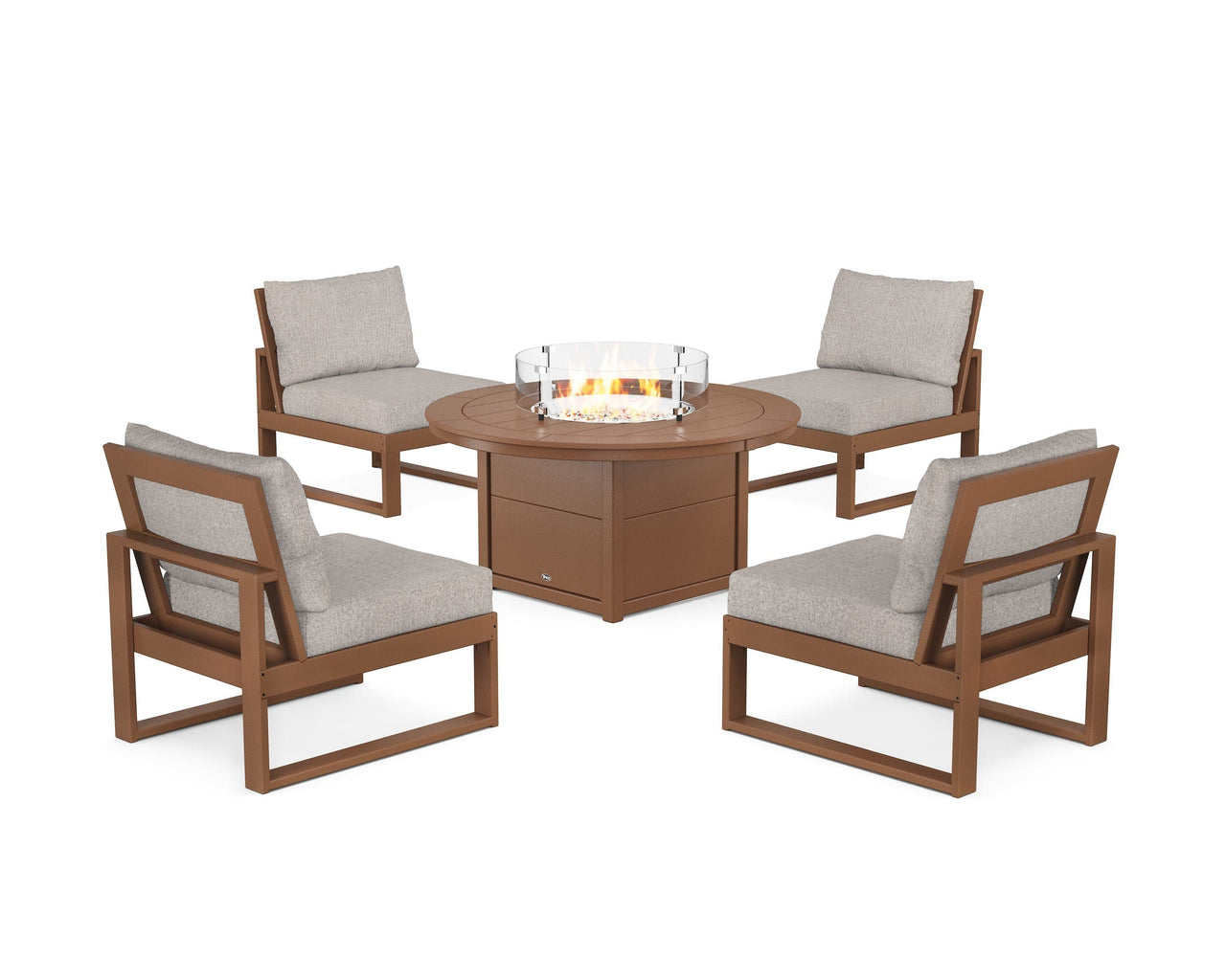 Trex Eastport Modular 5-Piece Deep Seating Set with Round Fire Pit Table