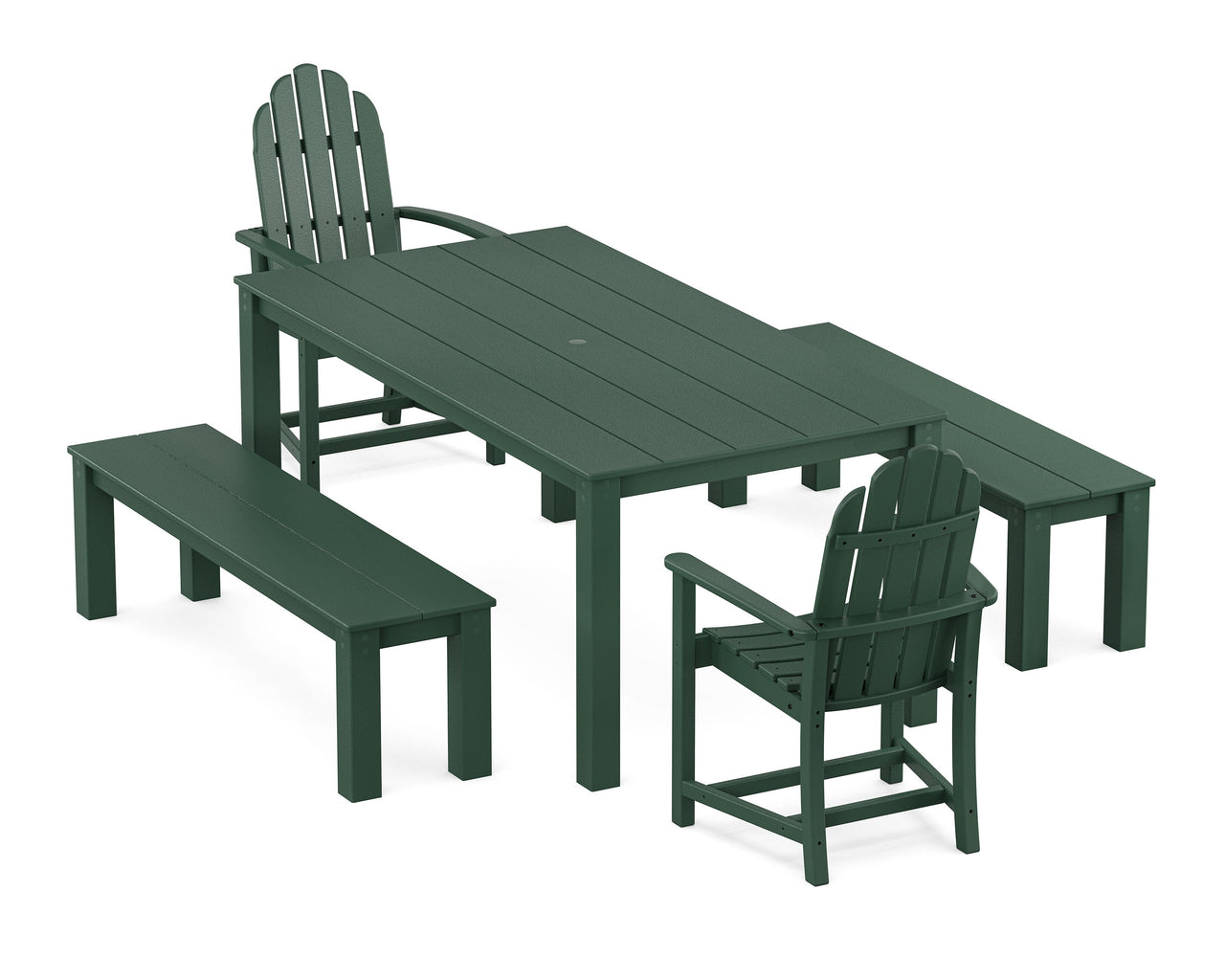 Trex Cape Cod Adirondack 5-Piece Parsons Dining Set with Benches