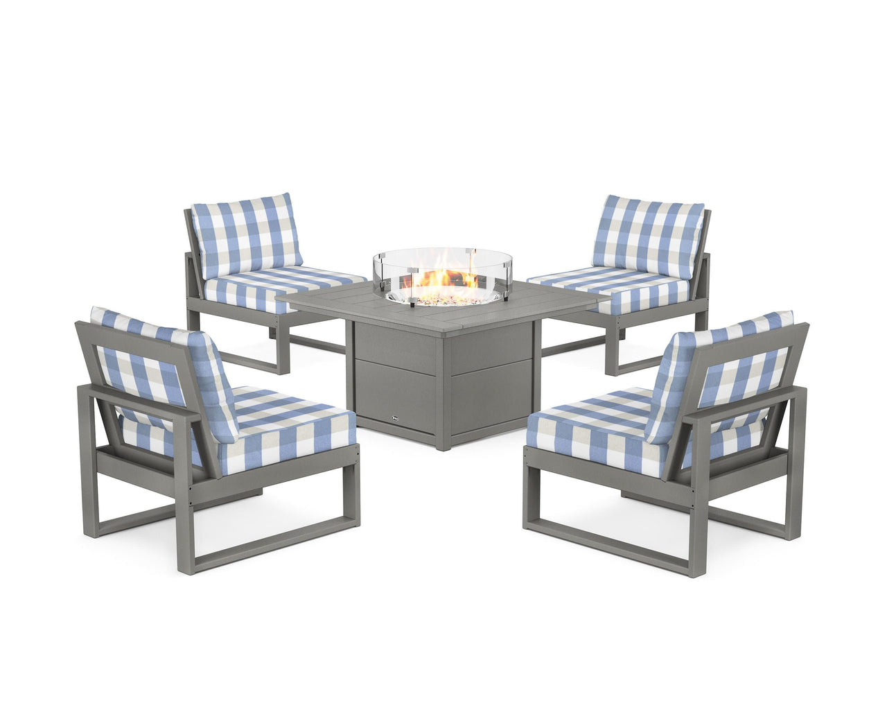 Trex Eastport Modular 5-Piece Deep Seating Set with Square Fire Pit Table