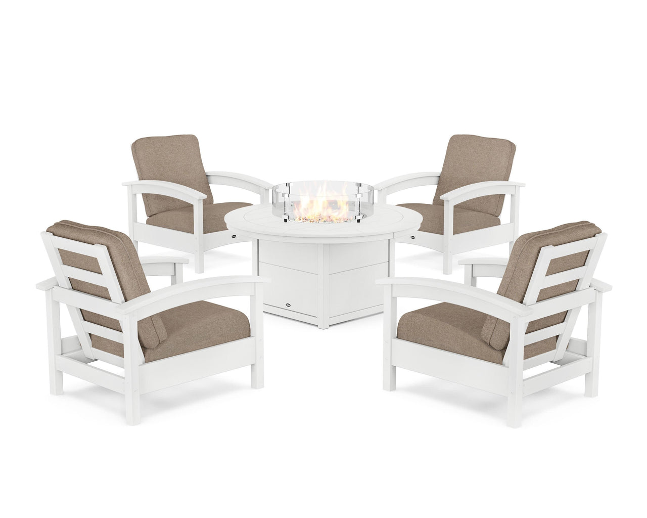 Trex Rockport 5-Piece Deep Seating Set with Round Fire Pit Table
