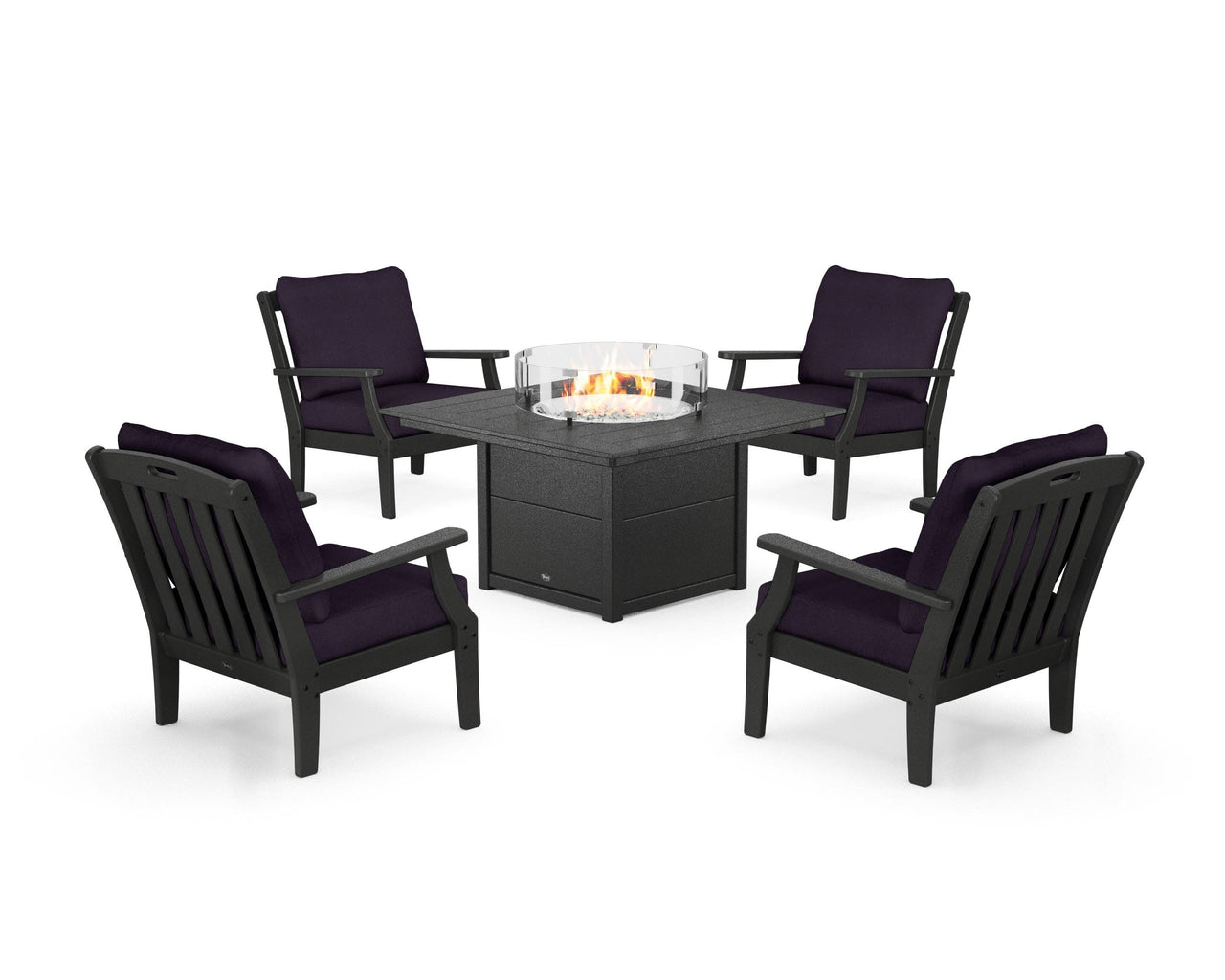 Trex Yacht Club 5-Piece Deep Seating Set with Square Fire Pit Table