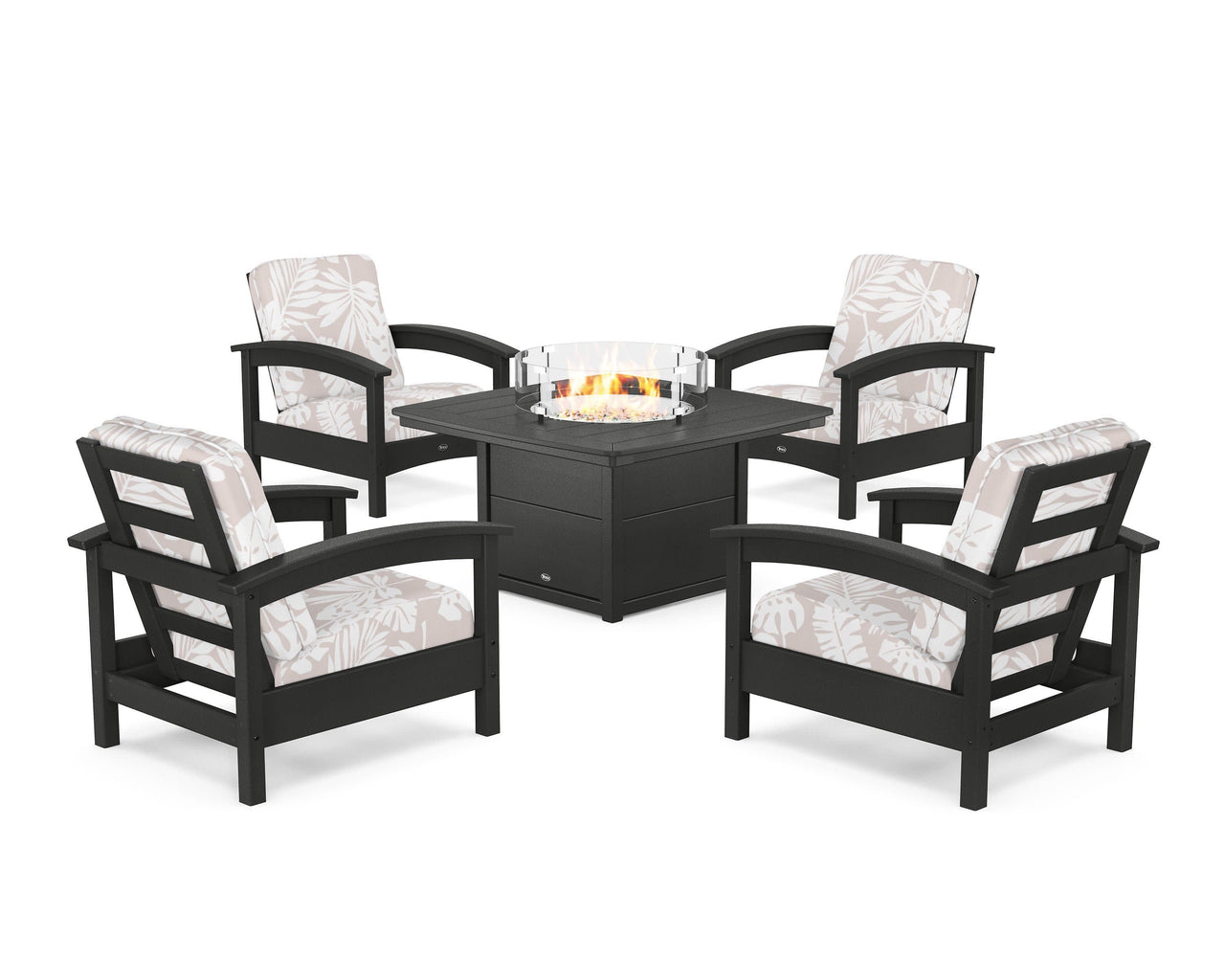 Trex Rockport 5-Piece Deep Seating Set with Yacht Club Fire Pit Table