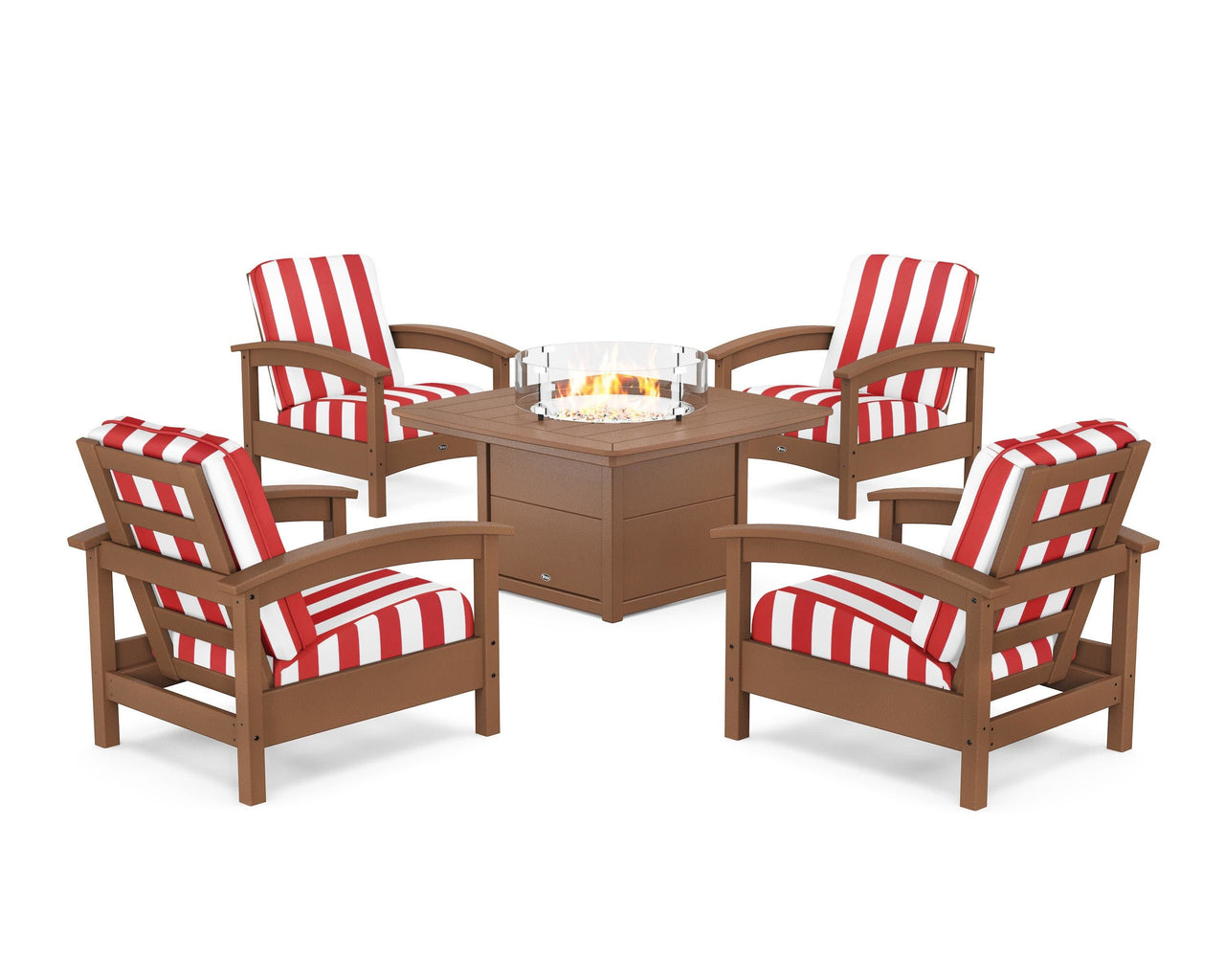 Trex Rockport 5-Piece Deep Seating Set with Yacht Club Fire Pit Table