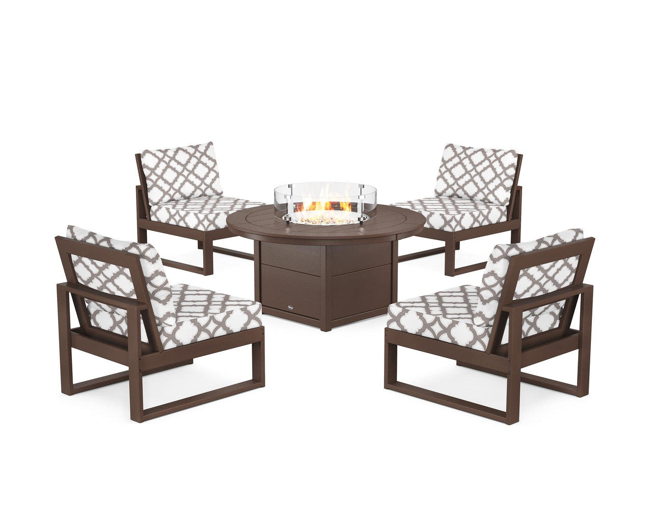 Trex Eastport Modular 5-Piece Deep Seating Set with Round Fire Pit Table