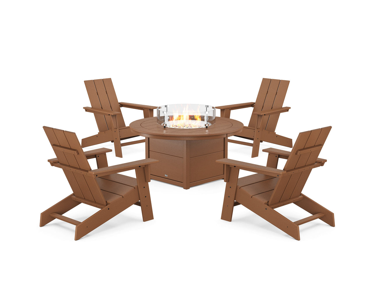 Trex Eastport Modern Adirondack 5-Piece Set with Round Fire Pit Table