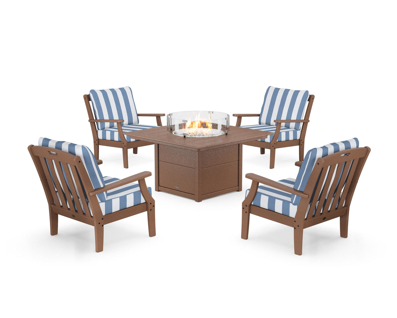 Trex Yacht Club 5-Piece Deep Seating Set with Square Fire Pit Table
