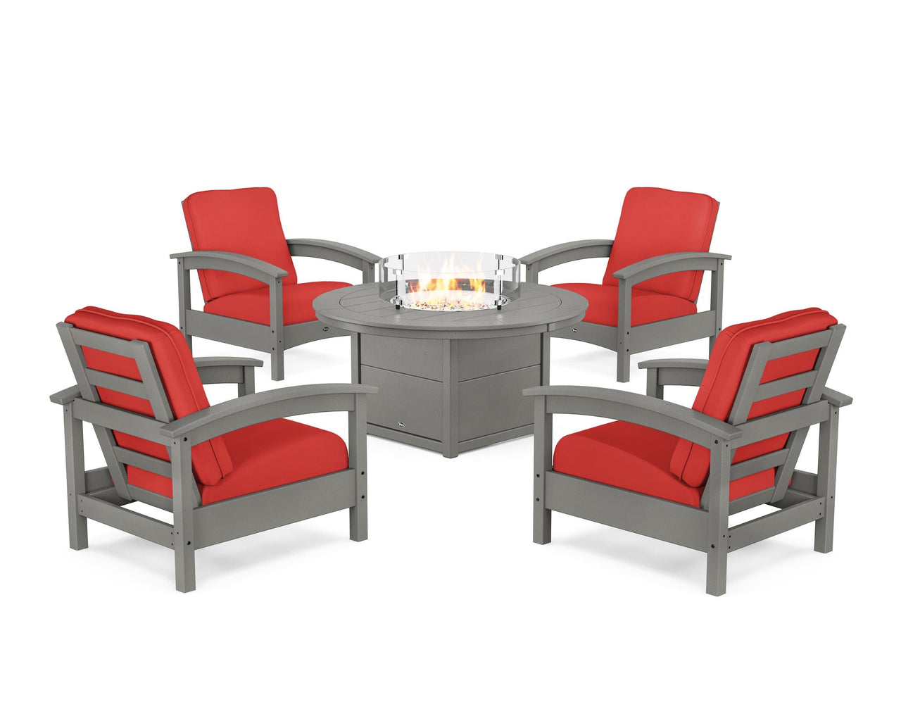 Trex Rockport 5-Piece Deep Seating Set with Round Fire Pit Table