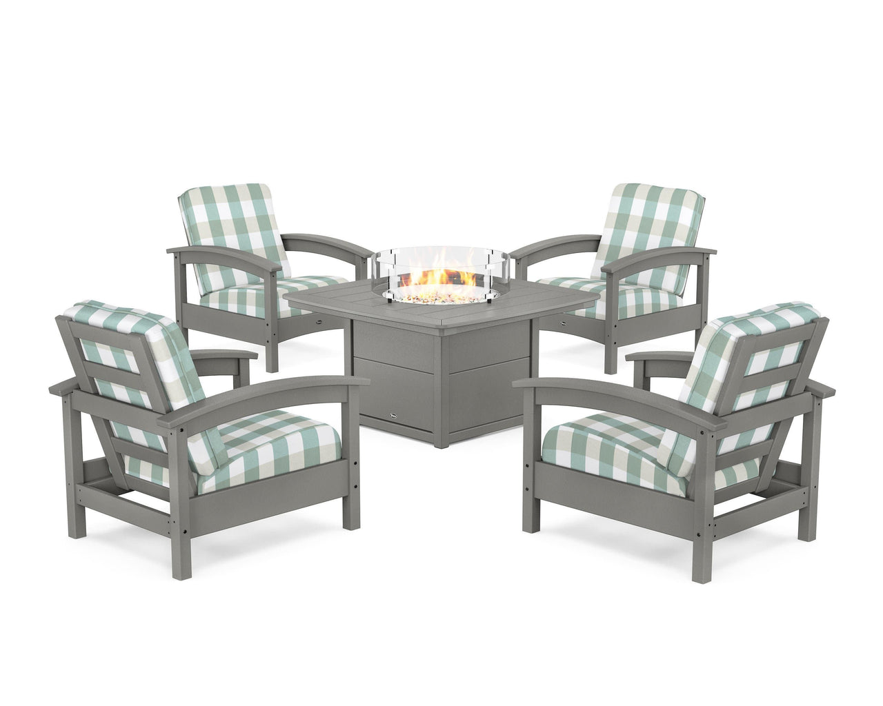 Trex Rockport 5-Piece Deep Seating Set with Yacht Club Fire Pit Table