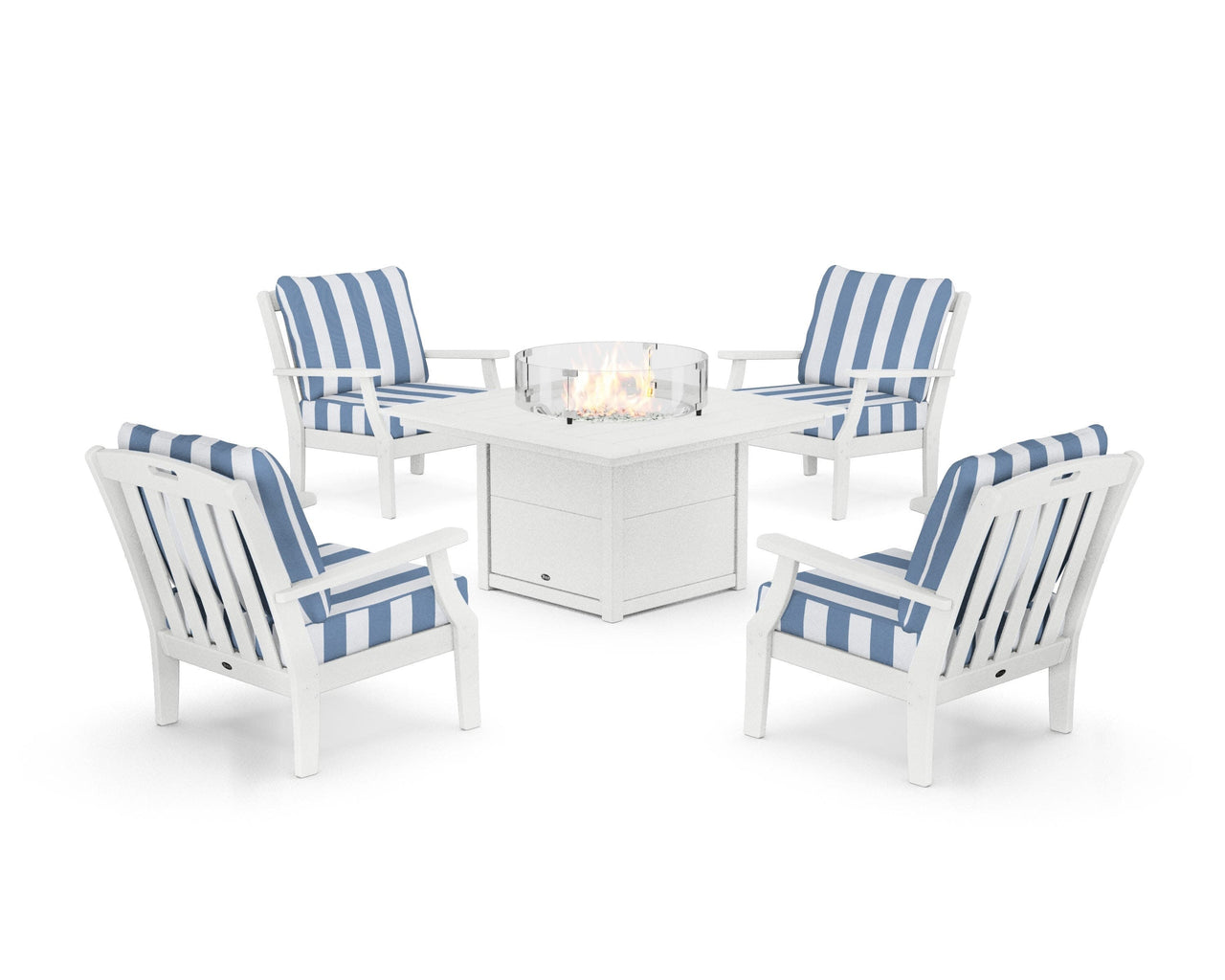 Trex Yacht Club 5-Piece Deep Seating Set with Square Fire Pit Table