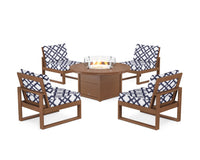 Thumbnail for Trex Eastport Modular 5-Piece Deep Seating Set with Round Fire Pit Table