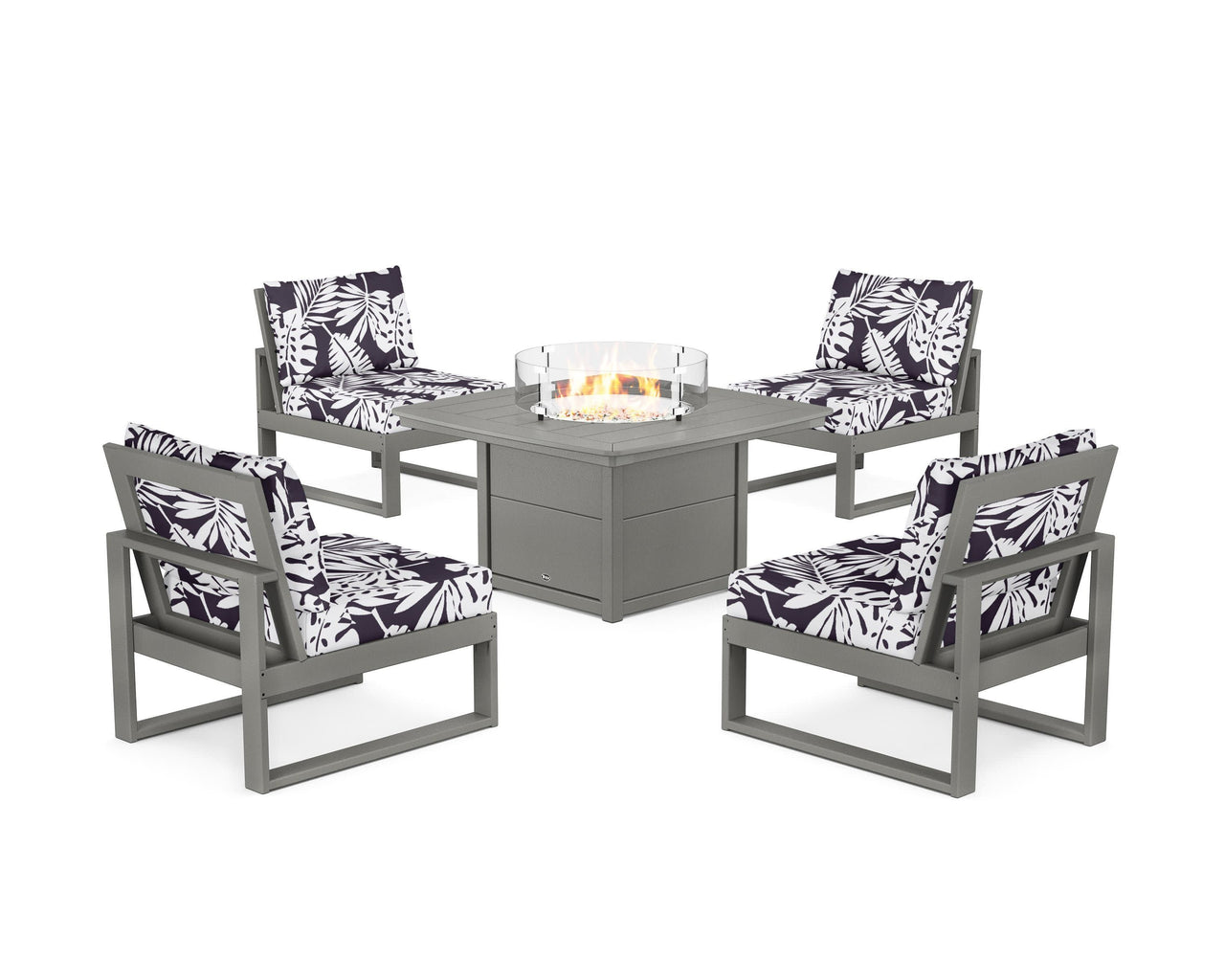 Trex Eastport Modular 5-Piece Deep Seating Set with Yacht Club Fire Pit Table