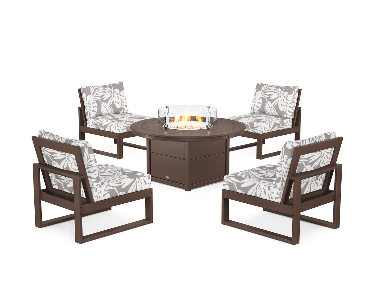 Trex Eastport Modular 5-Piece Deep Seating Set with Round Fire Pit Table