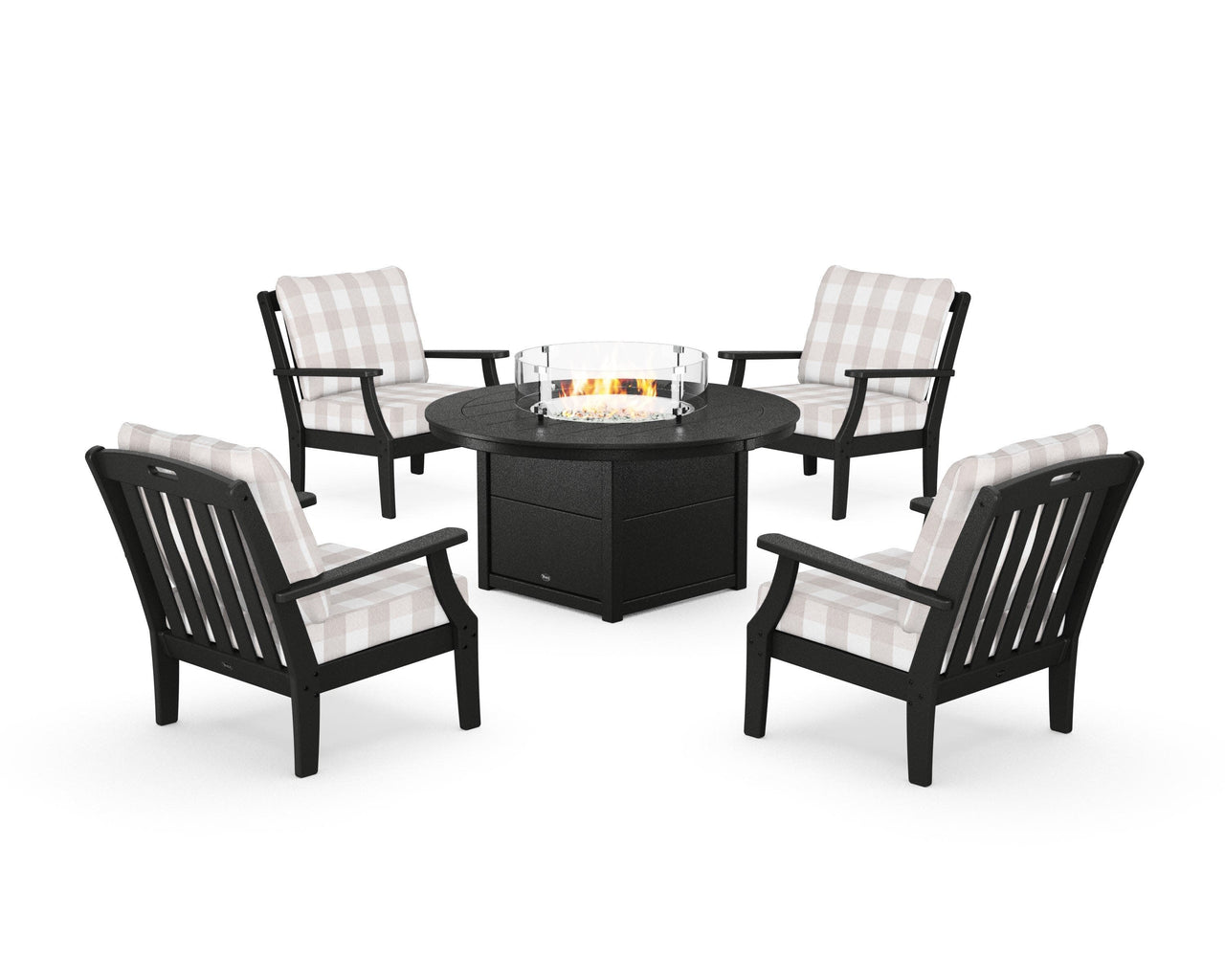 Trex Yacht Club 5-Piece Deep Seating Set with Round Fire Pit Table