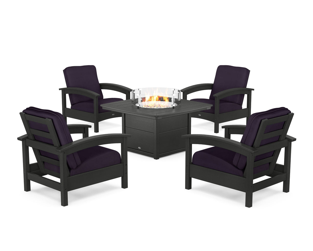 Trex Rockport 5-Piece Deep Seating Set with Yacht Club Fire Pit Table