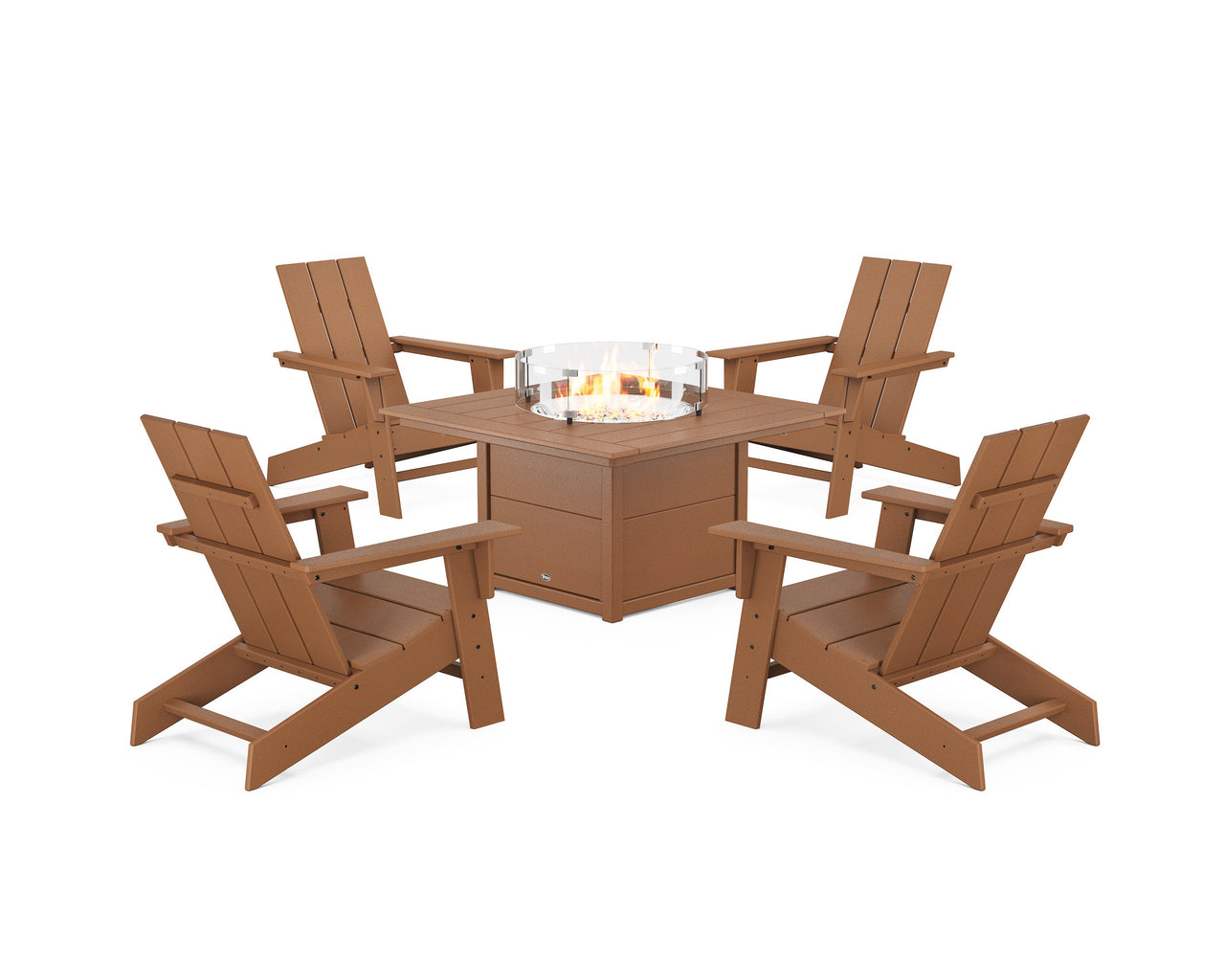 Trex Eastport Modern Adirondack 5-Piece Set with Square Fire Pit Table