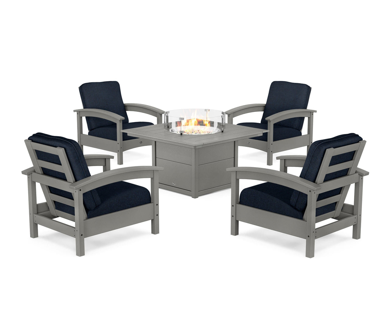 Trex Rockport 5-Piece Deep Seating Set with Square Fire Pit Table
