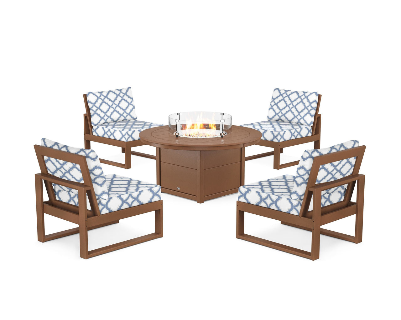 Trex Eastport Modular 5-Piece Deep Seating Set with Round Fire Pit Table