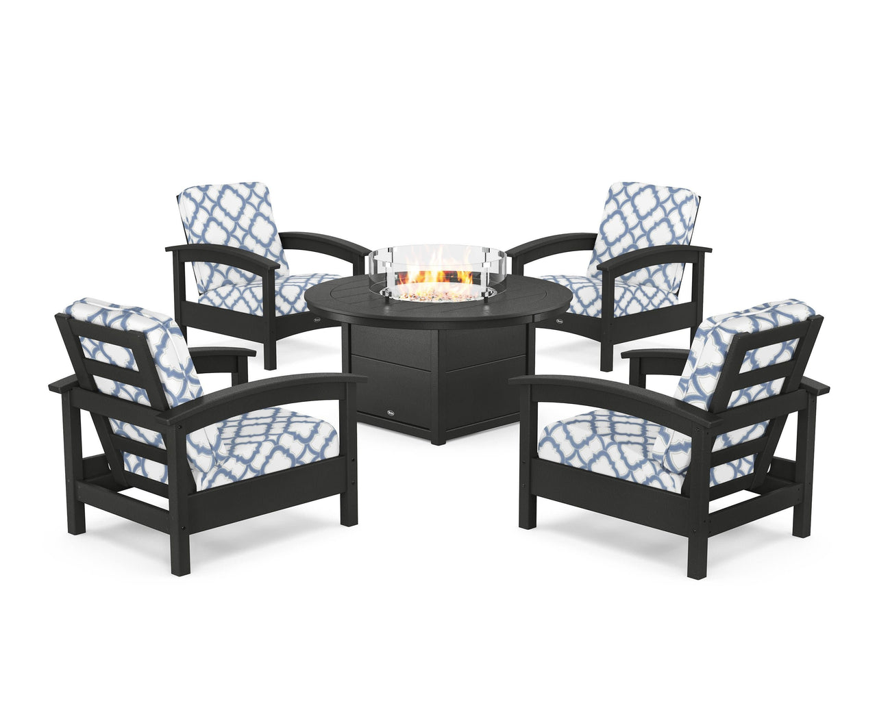 Trex Rockport 5-Piece Deep Seating Set with Round Fire Pit Table