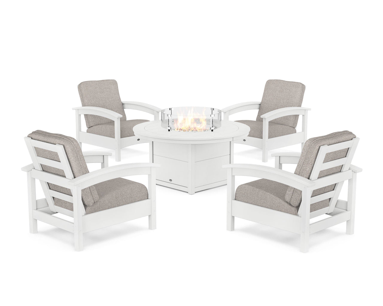 Trex Rockport 5-Piece Deep Seating Set with Round Fire Pit Table