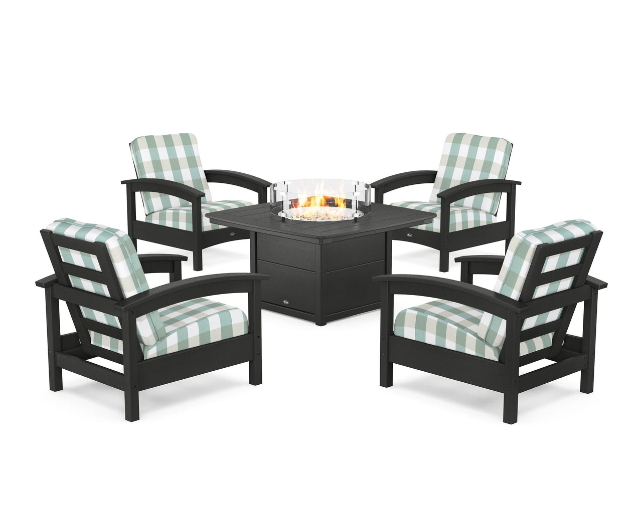Trex Rockport 5-Piece Deep Seating Set with Yacht Club Fire Pit Table