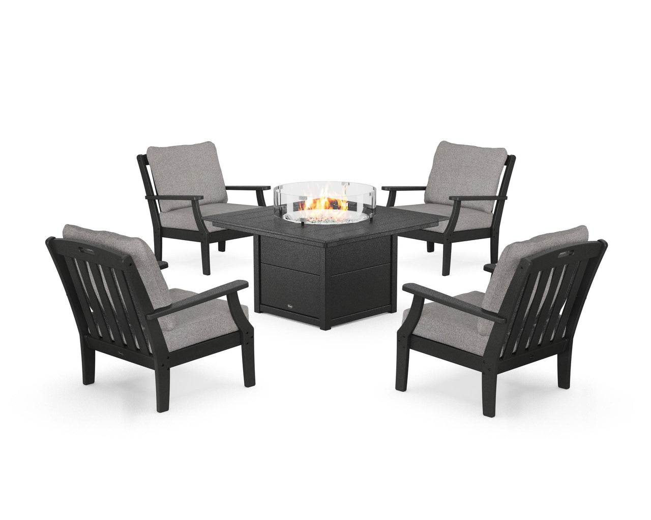 Trex Yacht Club 5-Piece Deep Seating Set with Square Fire Pit Table