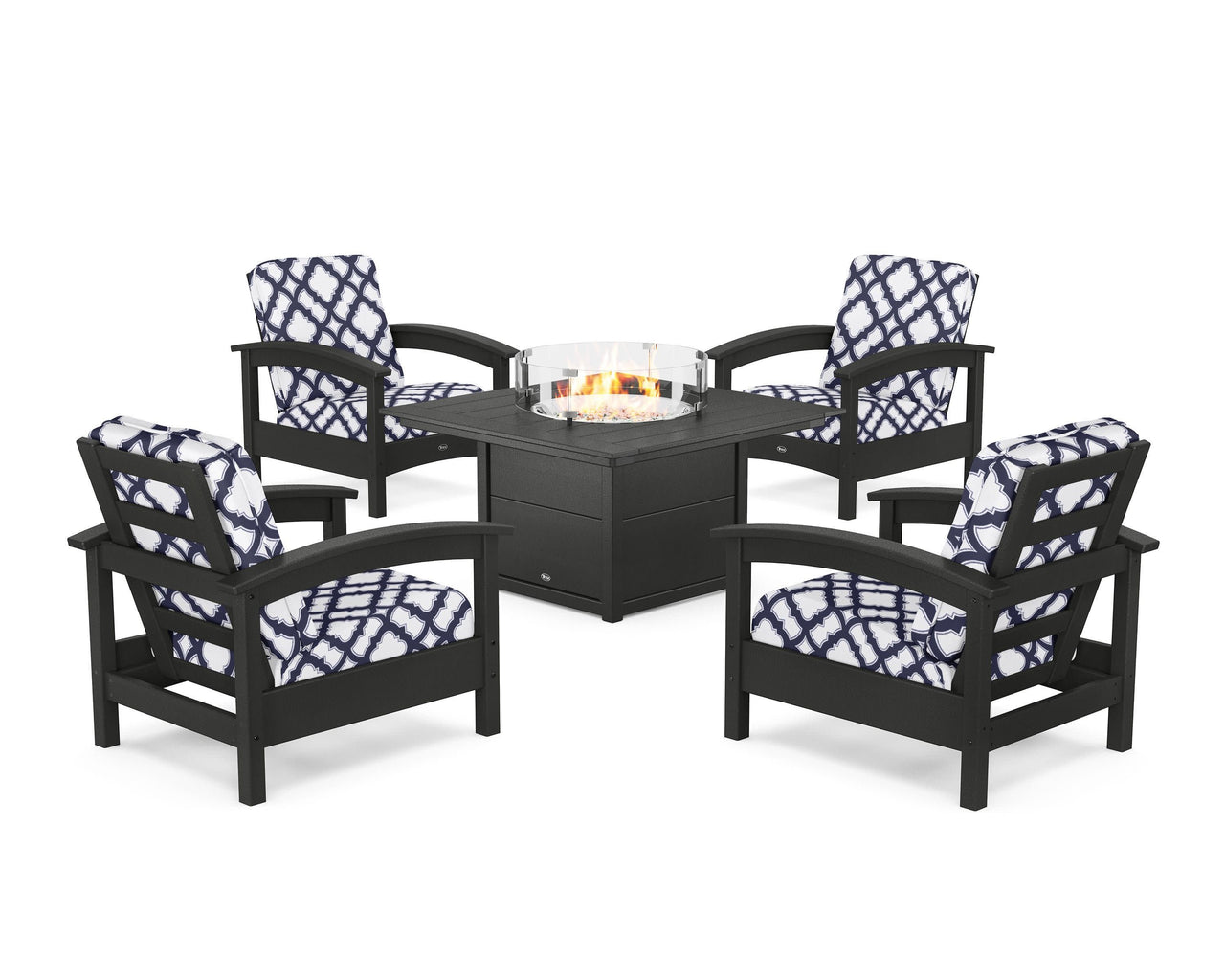 Trex Rockport 5-Piece Deep Seating Set with Square Fire Pit Table
