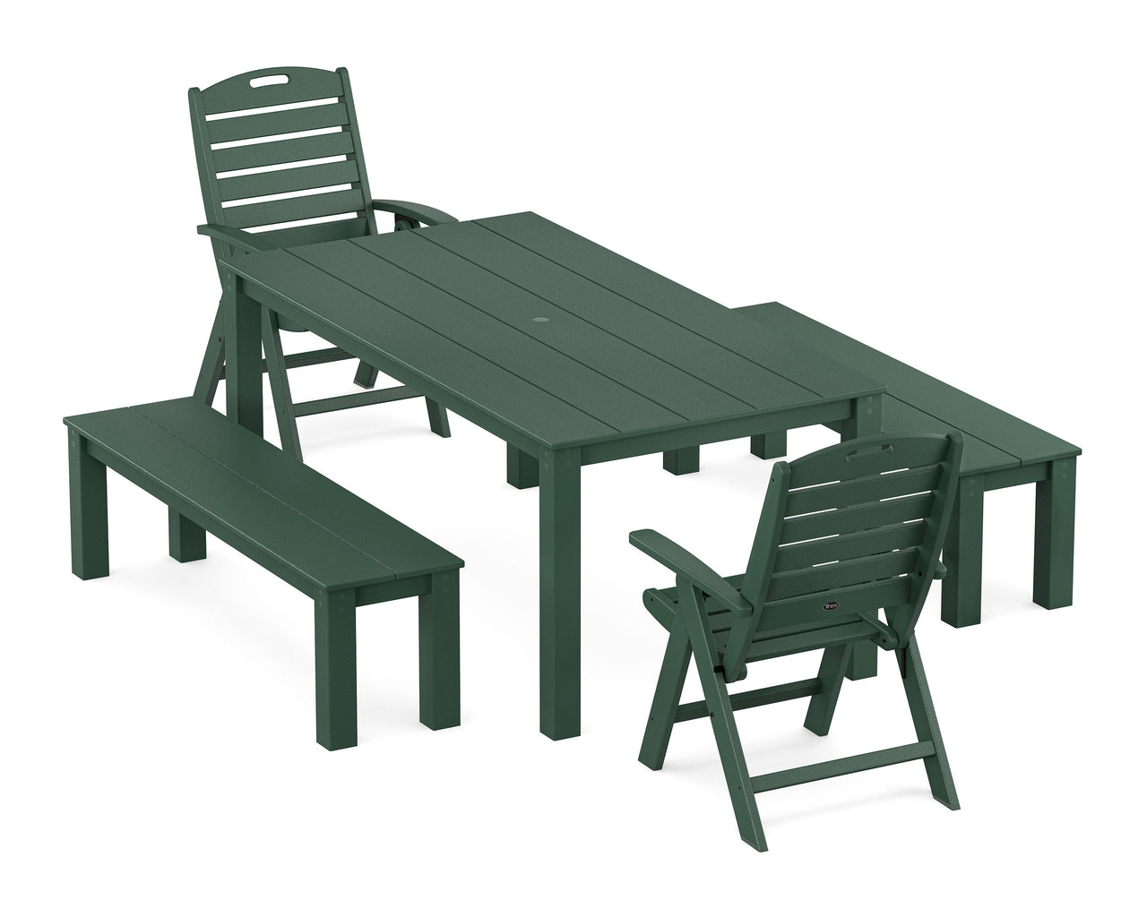 Trex Yacht Club Highback Chair 5-Piece Parsons Dining Set with Benches