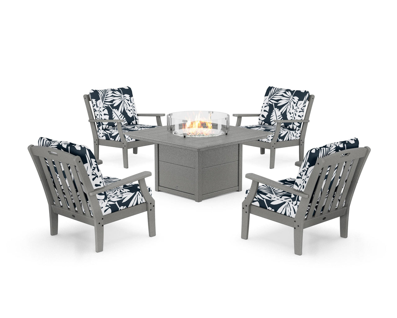 Trex Yacht Club 5-Piece Deep Seating Set with Square Fire Pit Table