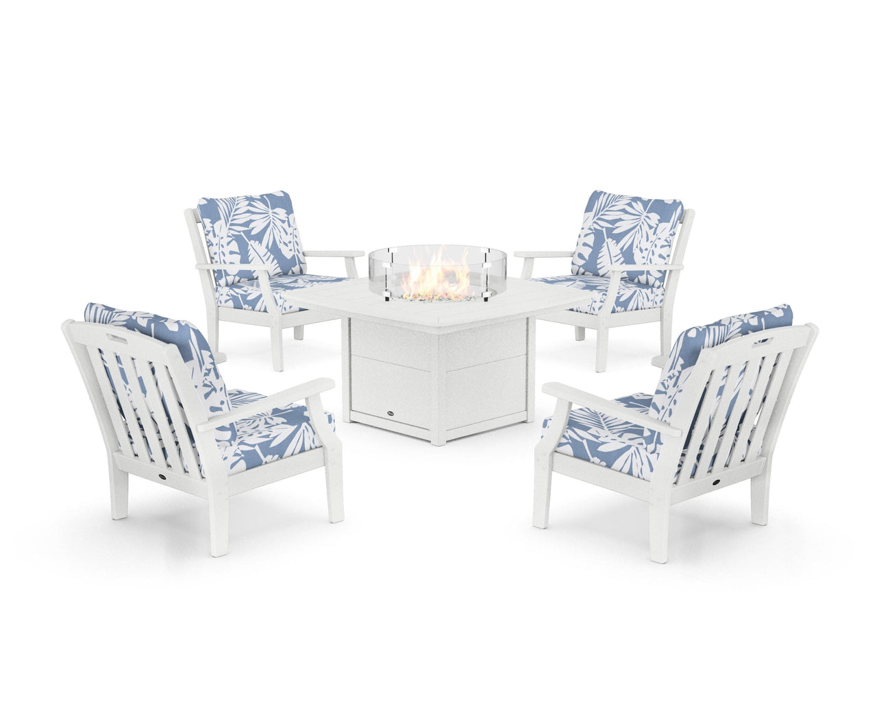 Trex Yacht Club 5-Piece Deep Seating Set with Fire Pit Table