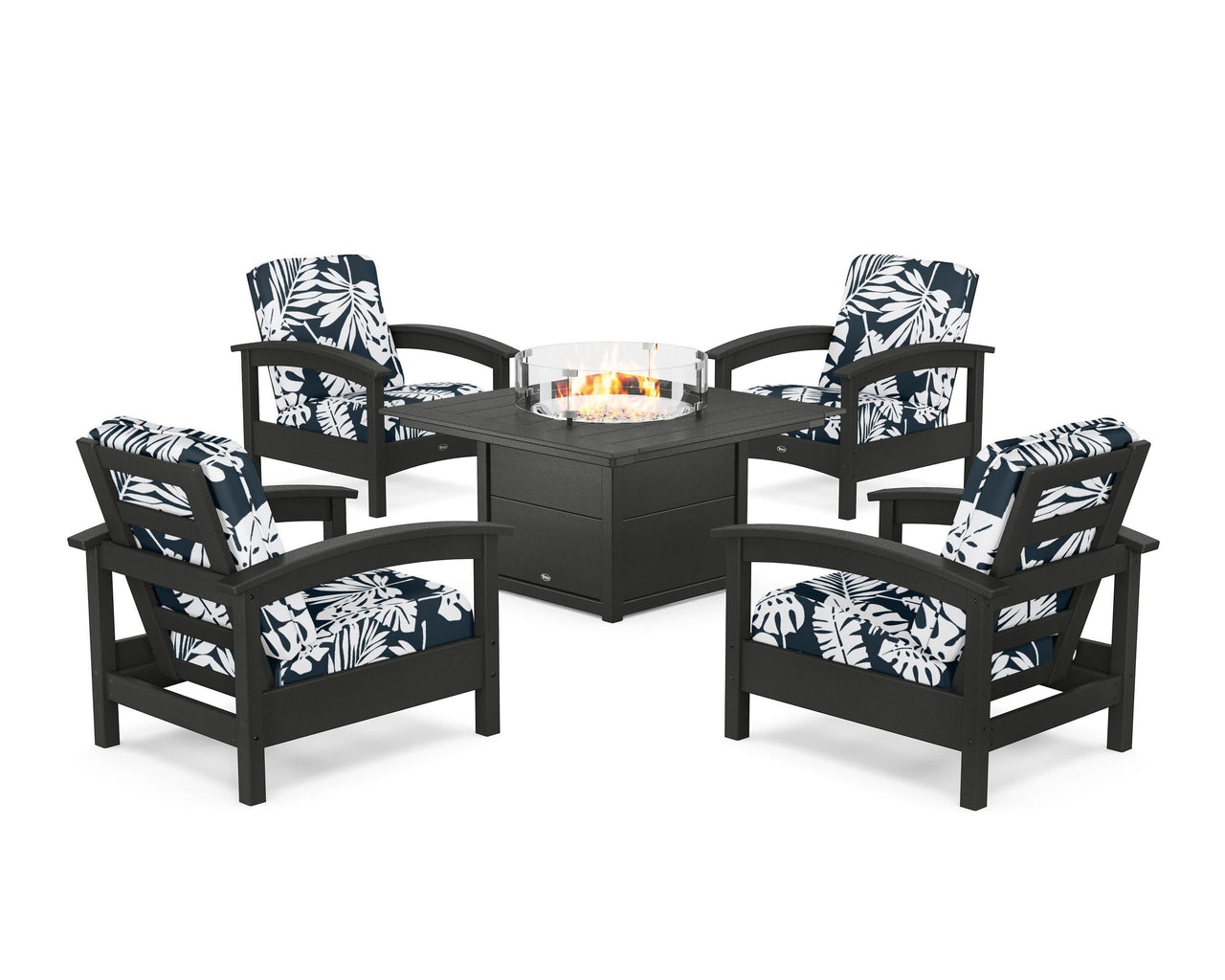 Trex Rockport 5-Piece Deep Seating Set with Square Fire Pit Table