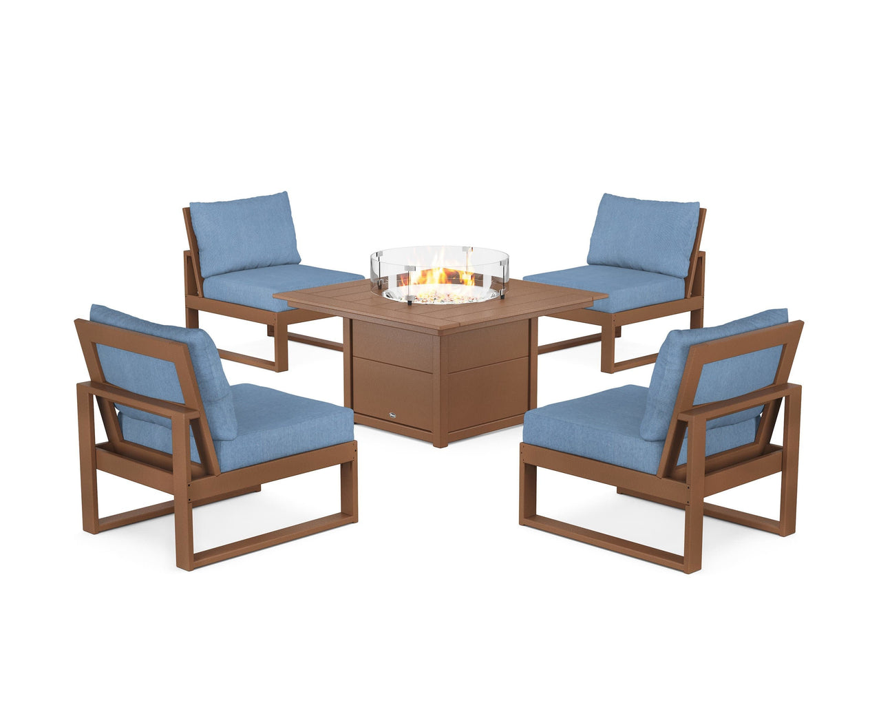 Trex Eastport Modular 5-Piece Deep Seating Set with Square Fire Pit Table