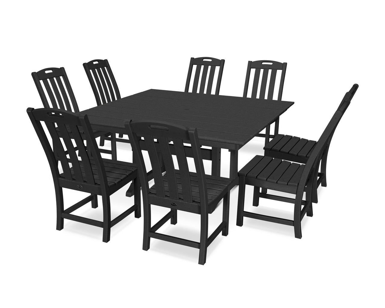 Trex Yacht Club 9-Piece Farmhouse Trestle Side Chair Dining Set