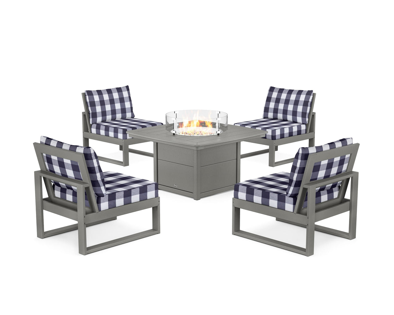 Trex Eastport Modular 5-Piece Deep Seating Set with Yacht Club Fire Pit Table