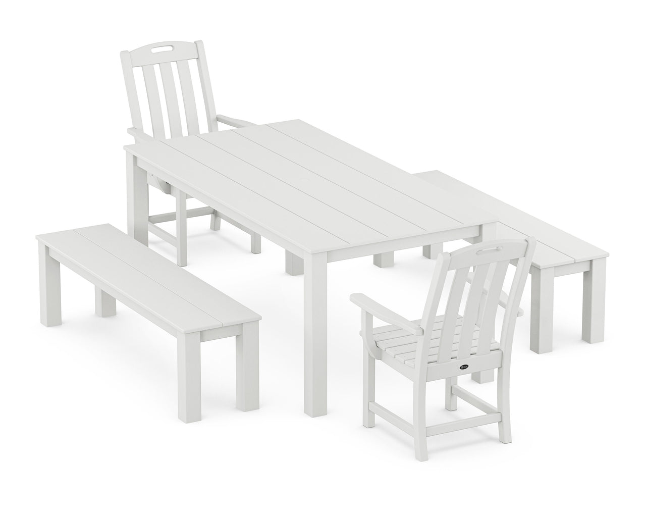 Trex Yacht Club 5-Piece Parsons Dining Set with Benches