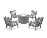 Thumbnail for Trex Yacht Club 5-Piece Deep Seating Set with Round Fire Pit Table